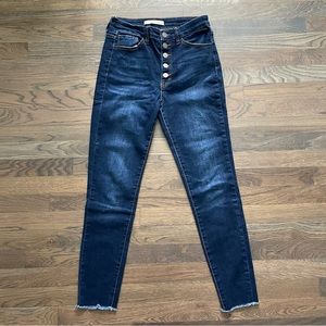 Nature High-Waisted Stretch Skinny Jeans, Dark Wash, Size 27